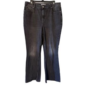 Primark Denim Co Womens High Rise Flare Jeans Faded Black 100% Cotton Size 12